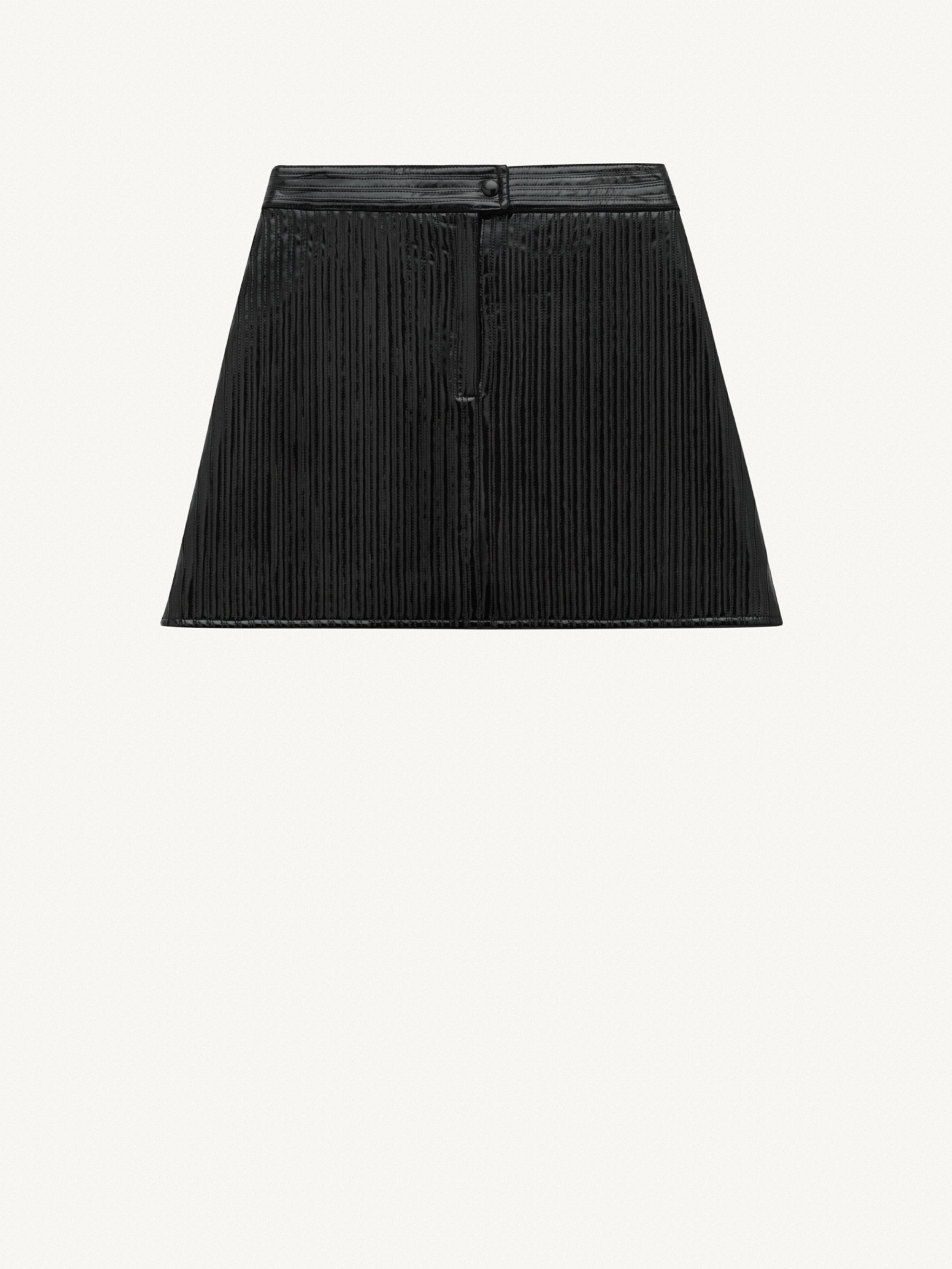 VARNISHED STRIPES MINI SKIRT - 1
