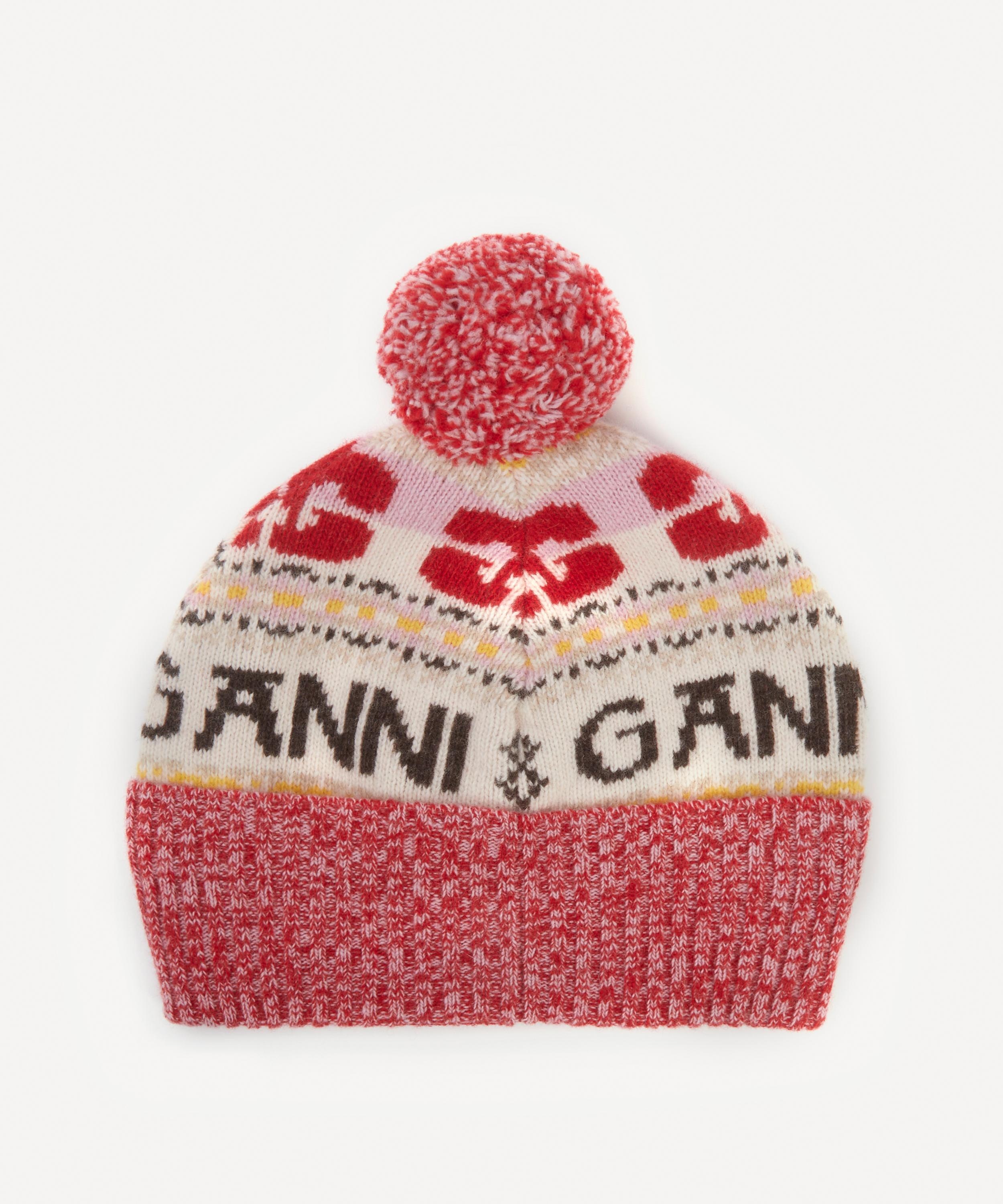 GANNI Graphic Wool Beanie Hat | REVERSIBLE