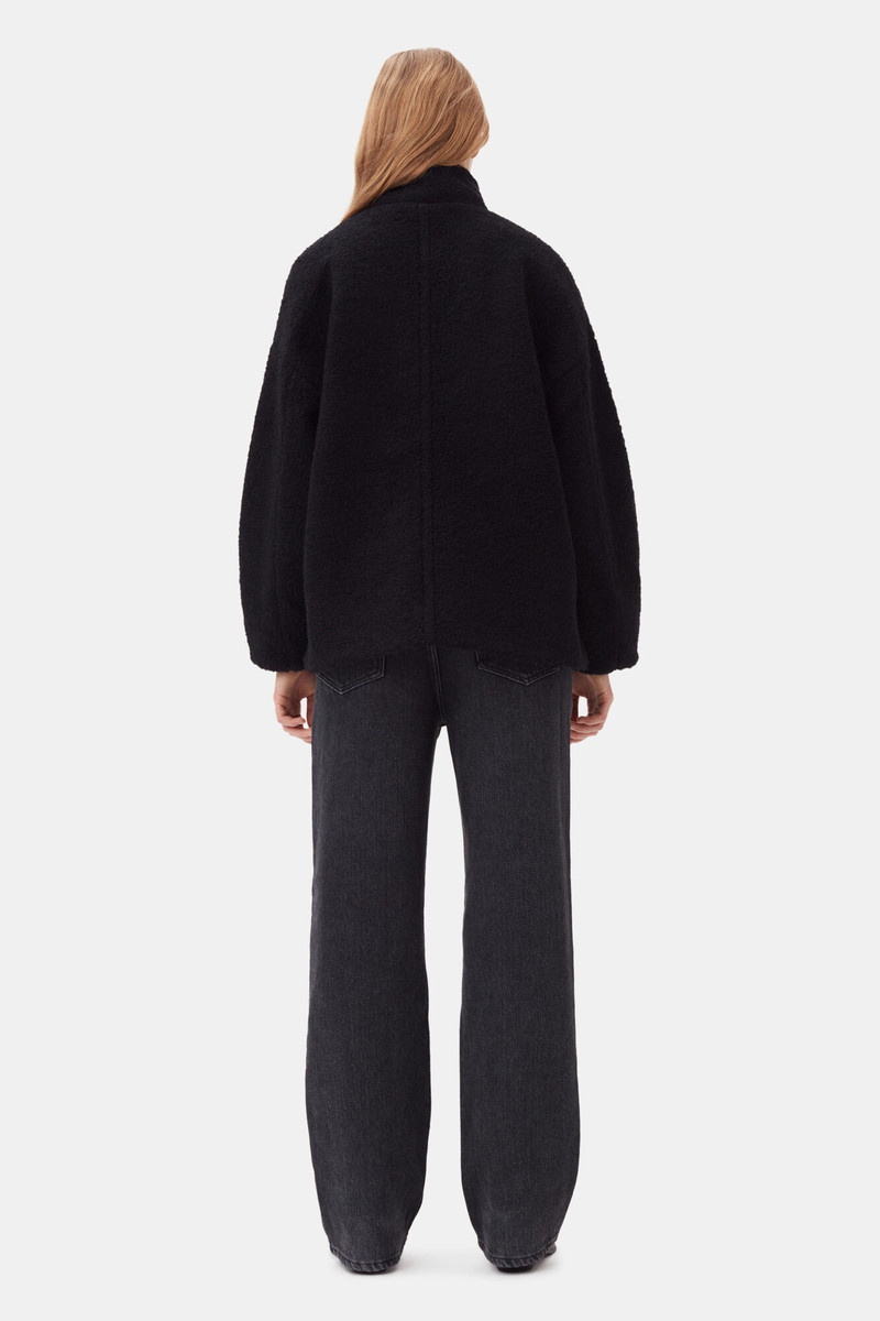 BLACK BOUCLE WOOL SHOULDER JACKET 5