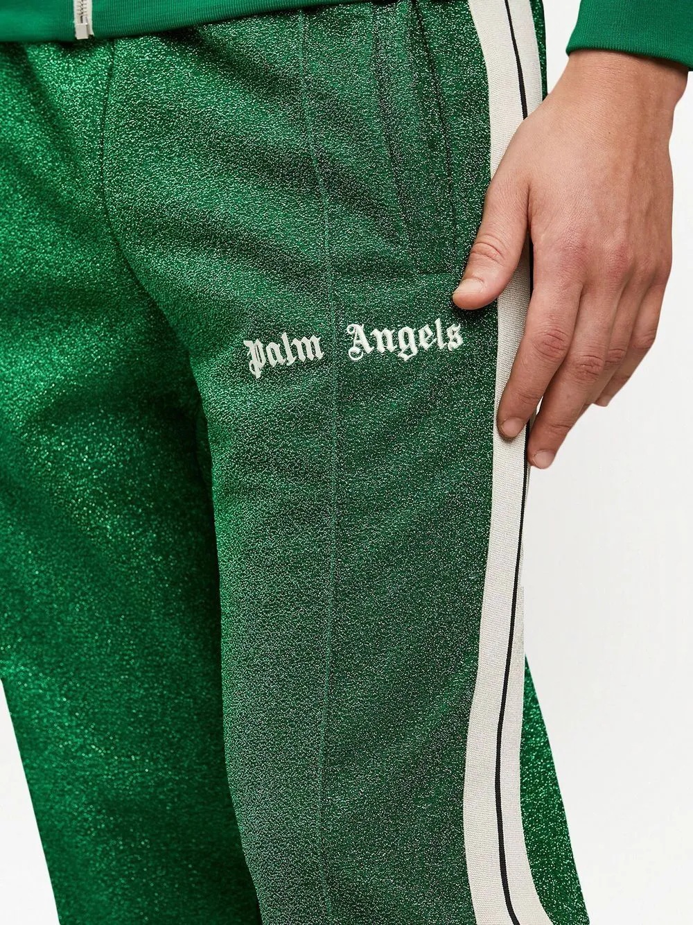 metallic logo-embroidered track pants - 5