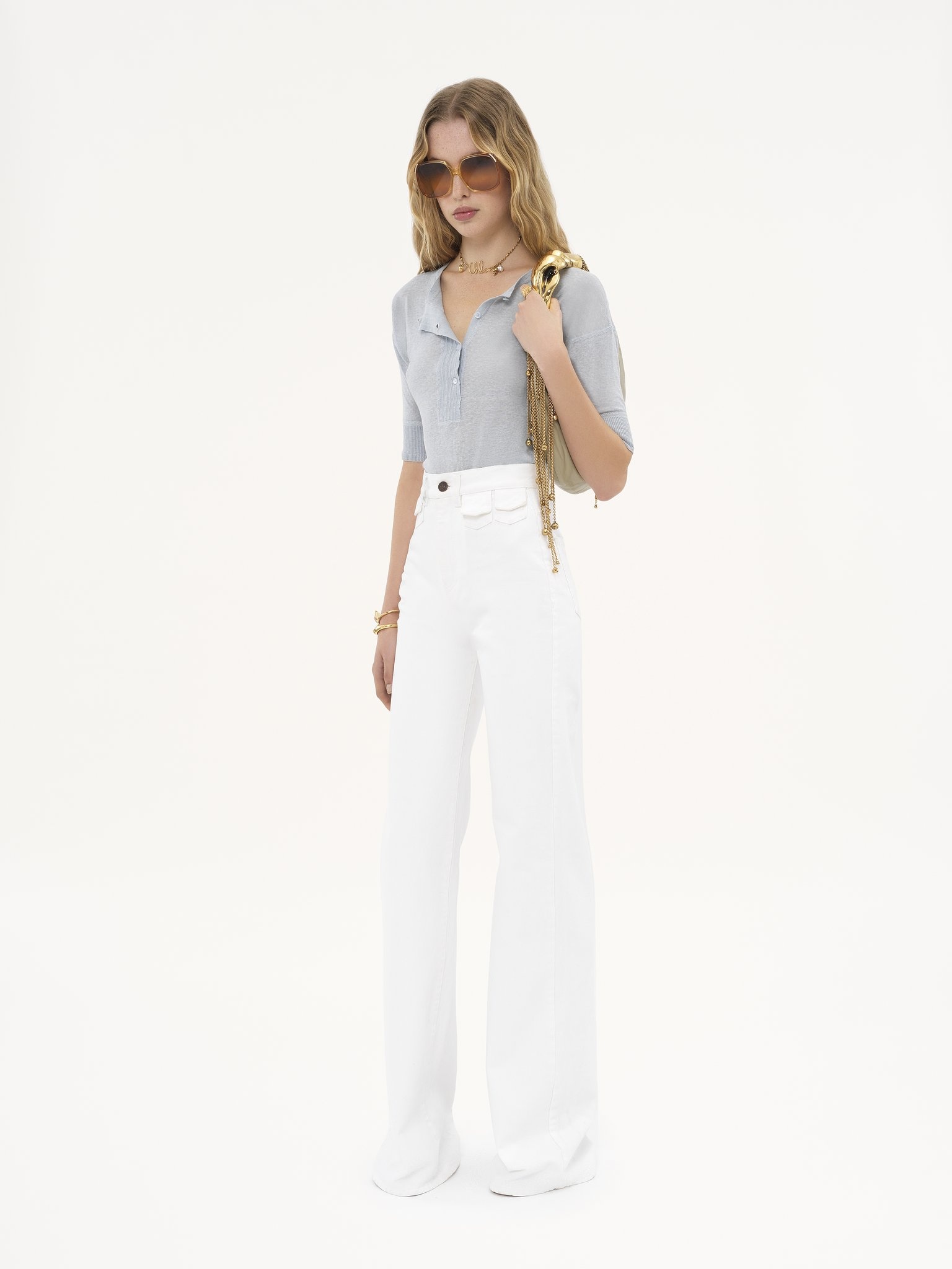 SHORT-SLEEVE HENLEY SHIRT IN LINEN & SILK KNIT - 3