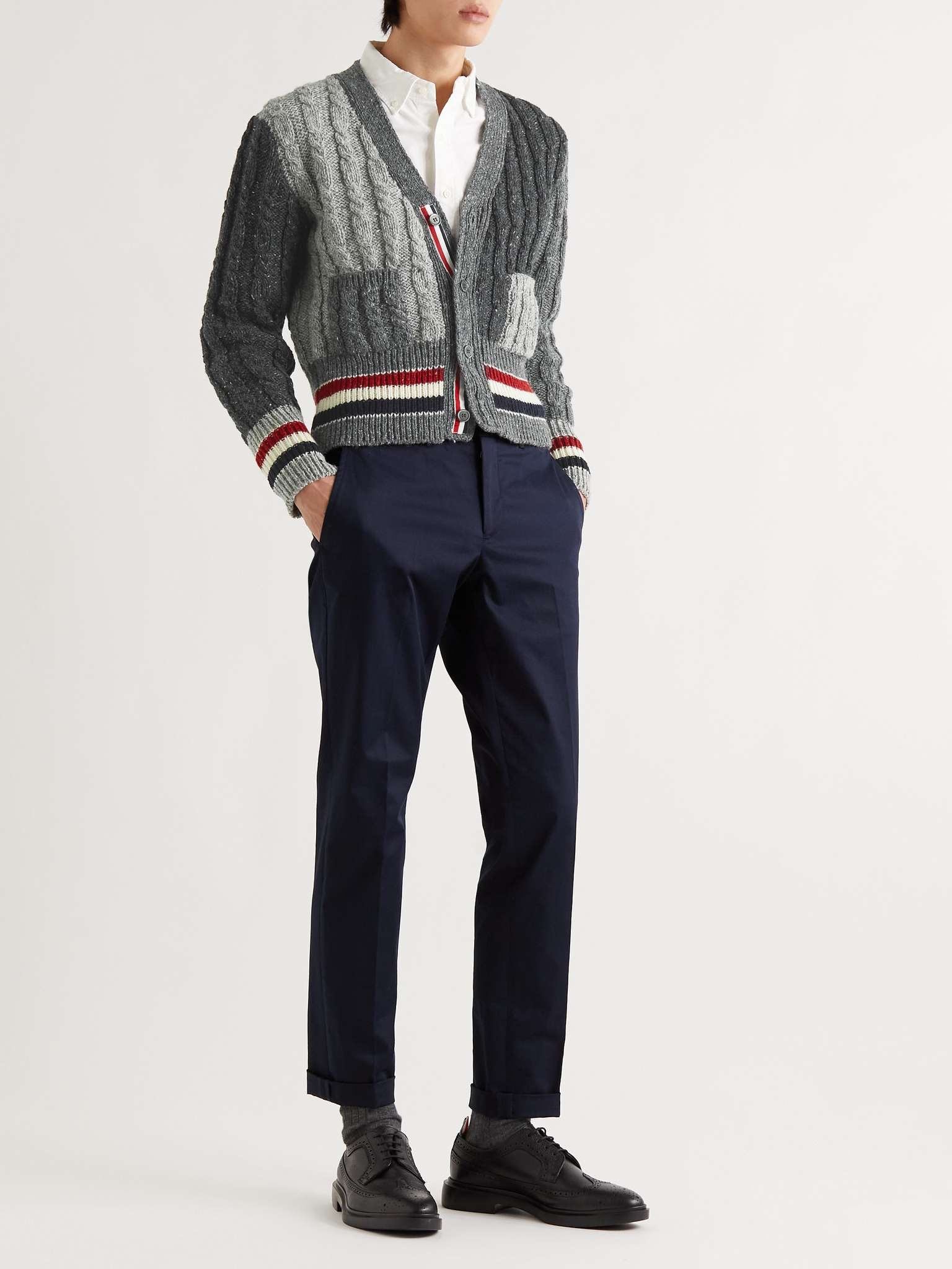 Stripe-Trimmed Cable-Knit Wool and Mohair-Blend Cardigan - 2