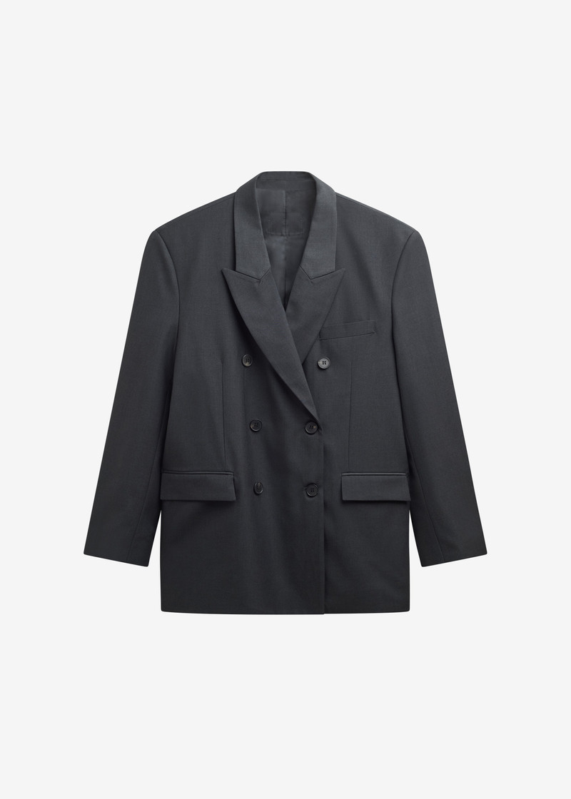 Daroca Double-Breasted Blazer - Charcoal 1