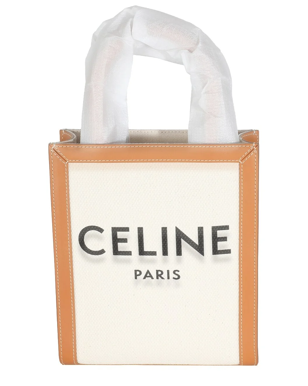 CELINE Beige & Neutral Canvas Mini Vertical Cabas (Authentic Pre-Loved) - 1