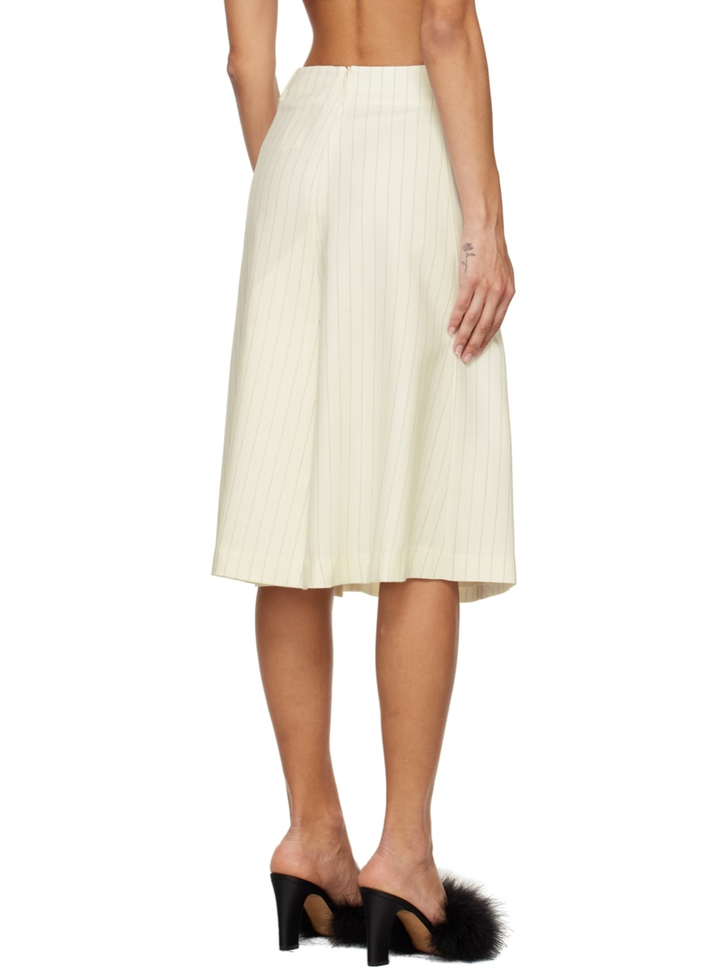 Off-White Pin Stripe Midi Skirt - 3