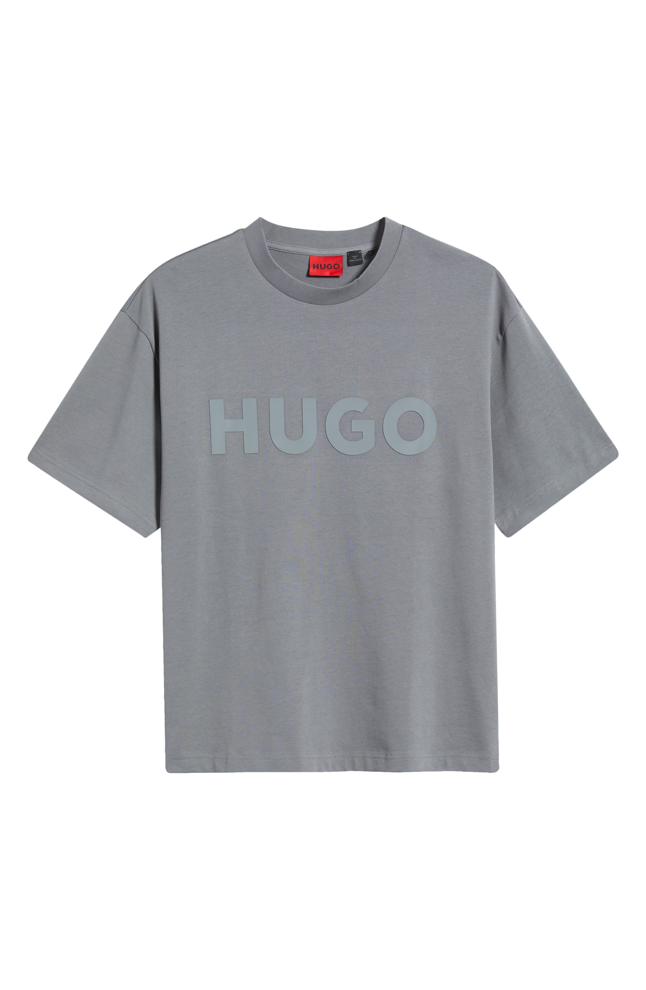 HUGO Logo Cotton Graphic T-Shirt in Open Grey at Nordstrom - 5