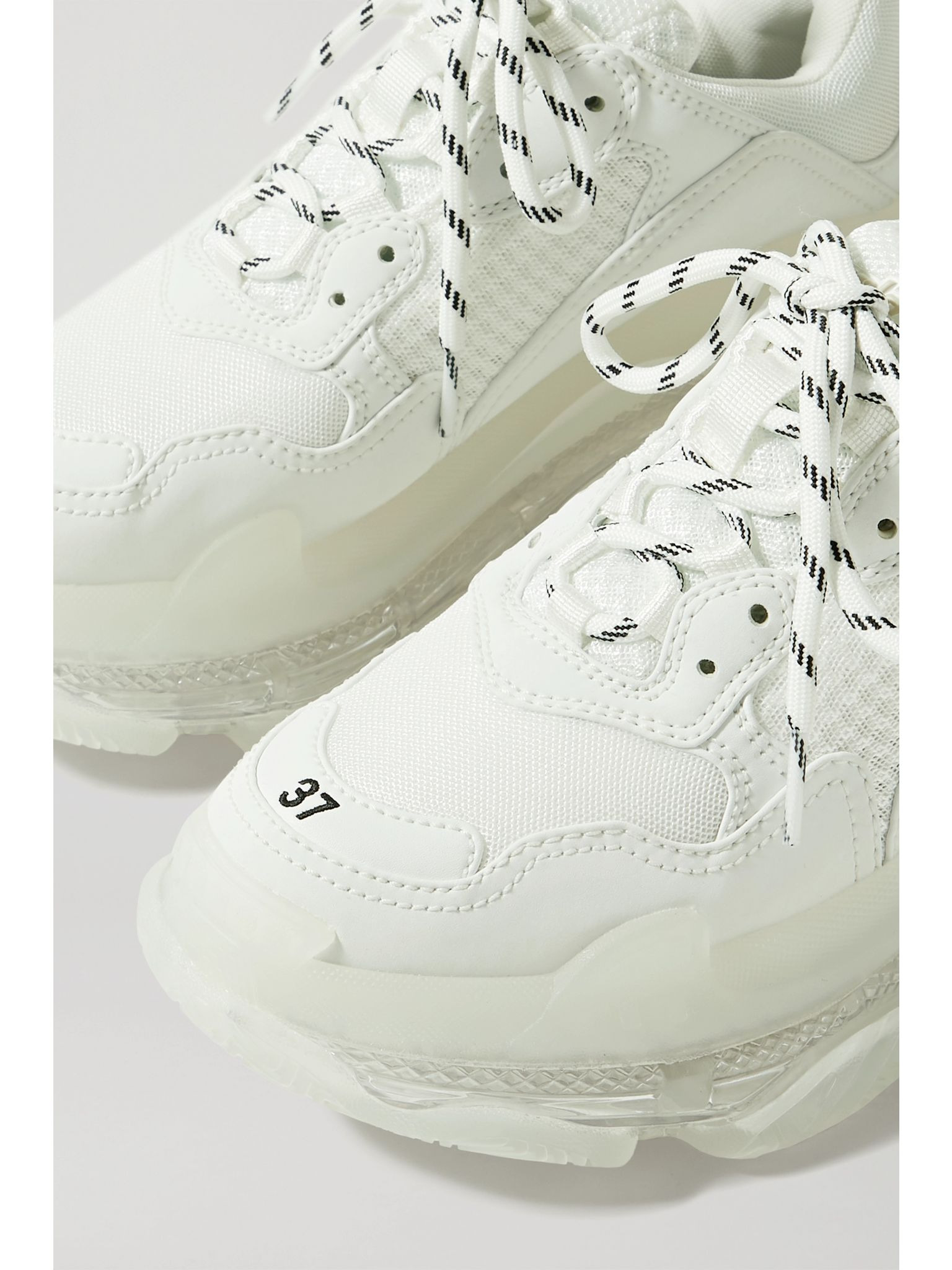 Triple S Clear Sole logo-embroidered leather, nubuck and mesh sneakers White - 4