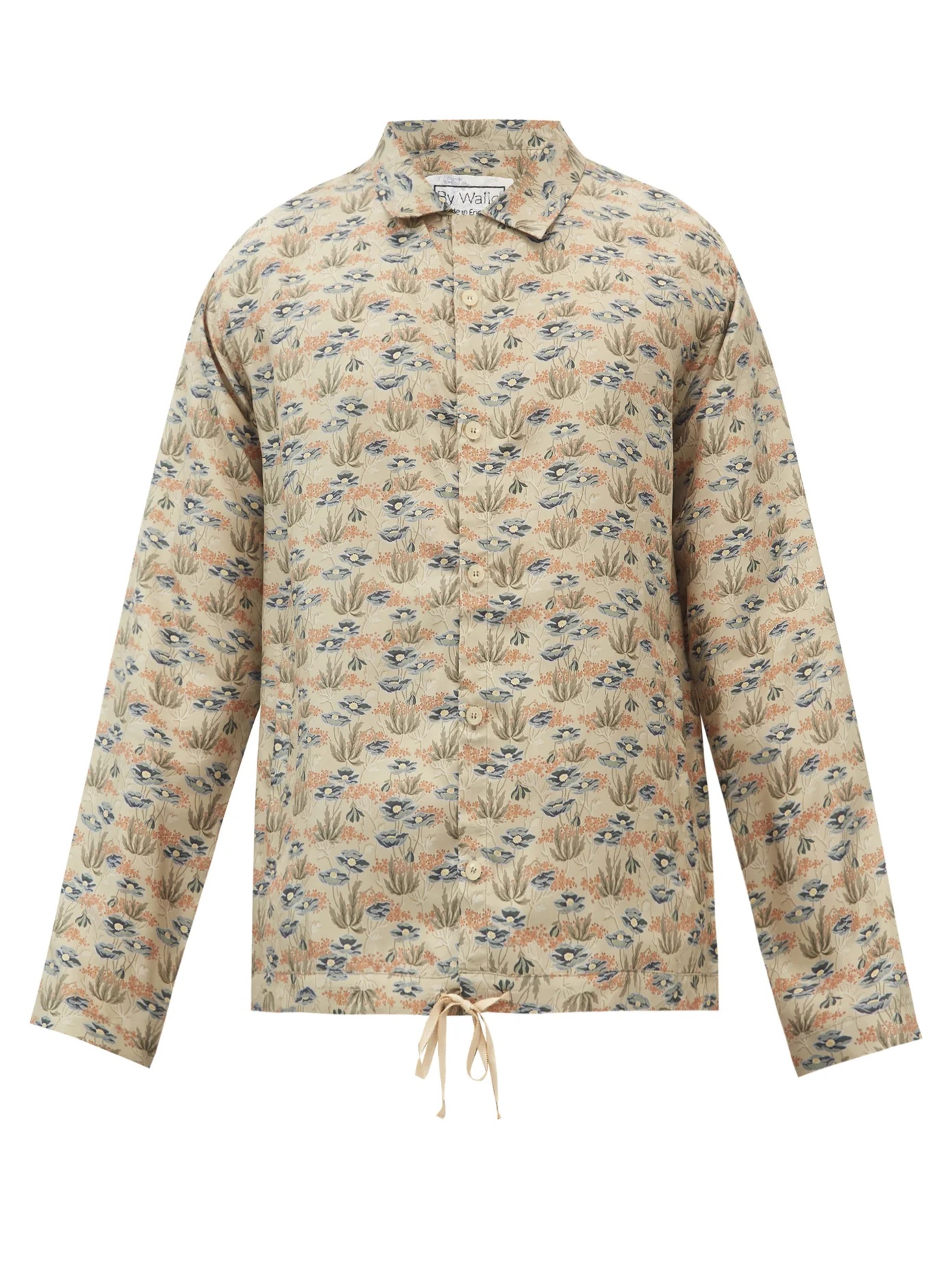 Joel drawcord-hem embroidered silk overshirt - 1