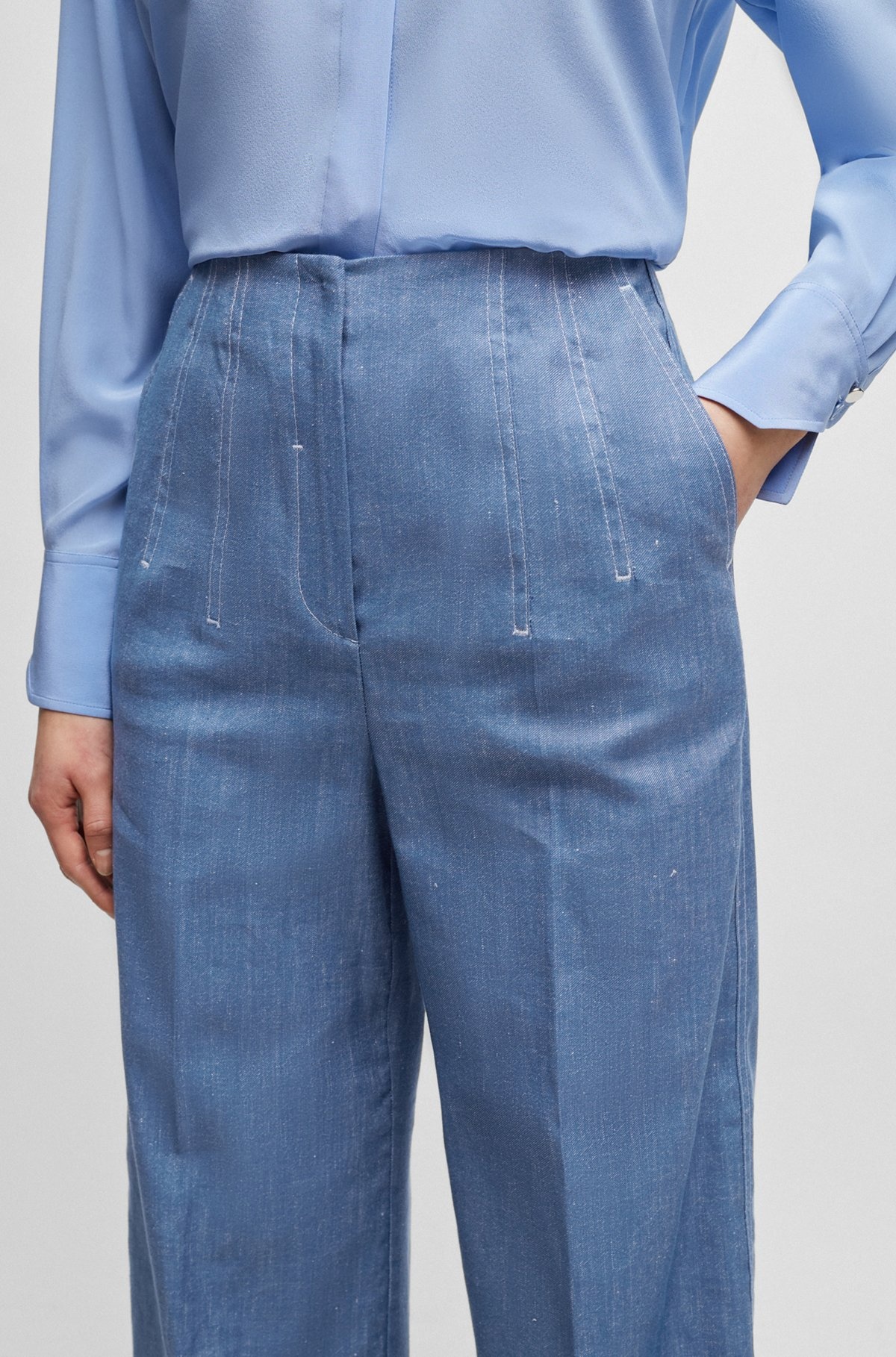 RELAXED-FIT TROUSERS IN LINEN, COTTON AND STRETCH - 5