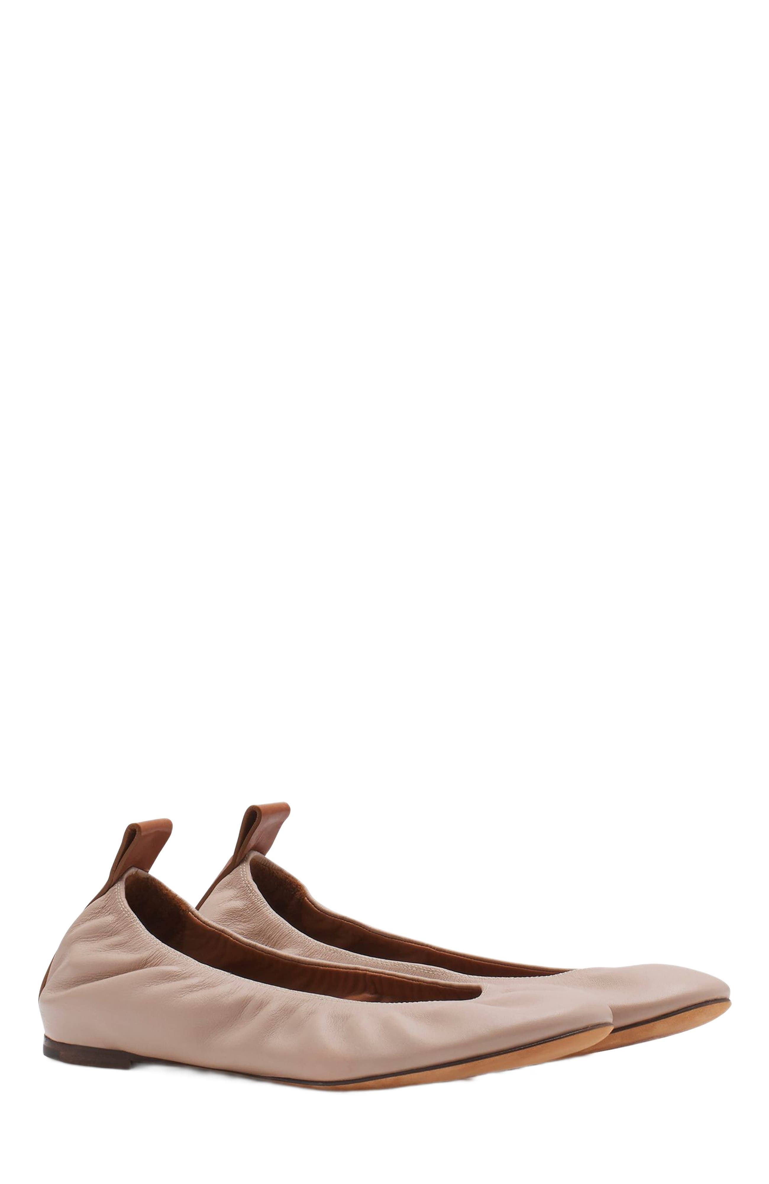 Lanvin The Leather Ballerina Flat in Dark Beige at Nordstrom - 2