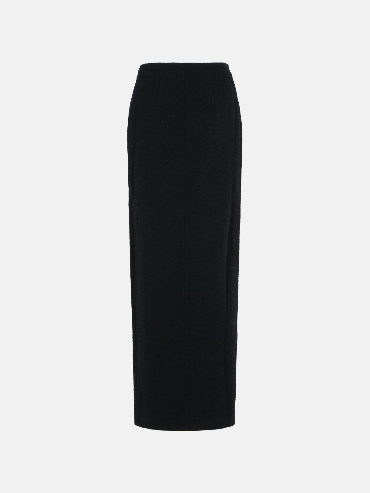 LONG SKIRT IN BLACK VIRGIN WOOL BLEND - 3
