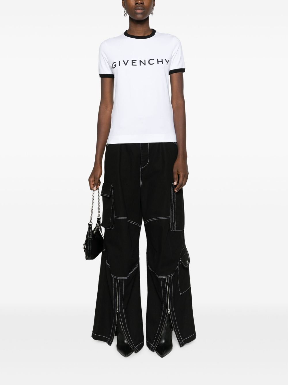 White/Black logo-print cotton T-shirt - 2