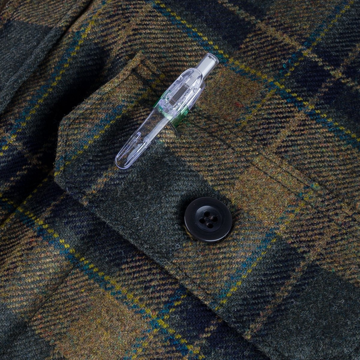 IHDR-434-HHG 14oz Fox Brothers®  Check Flannel CPO Shirt - Rustic Yellow, Hickory & Hunter Green - 11