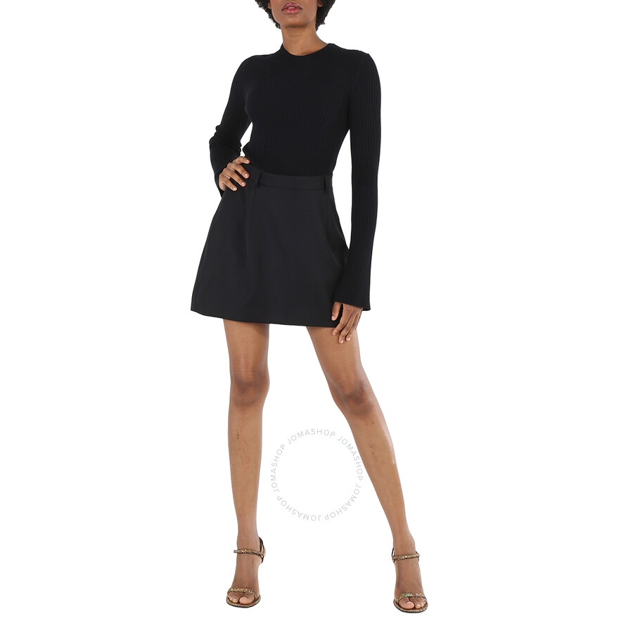 Balenciaga Ladies Black Wool Twill Large Mini A-Line Skirt - 6