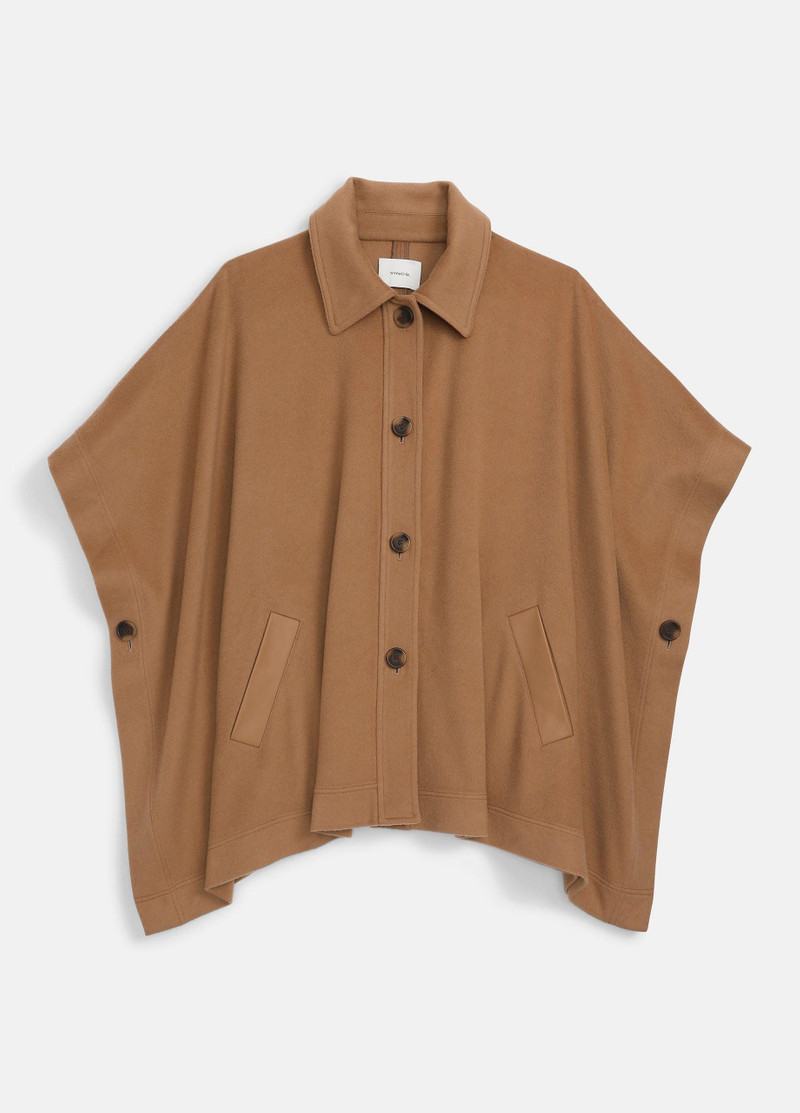 Leather-Trim Wool Cape 1