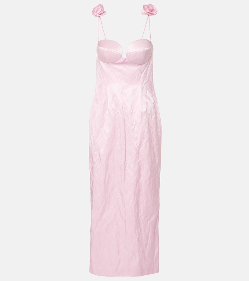 Floral-appliqué cotton-blend bustier dress - 1