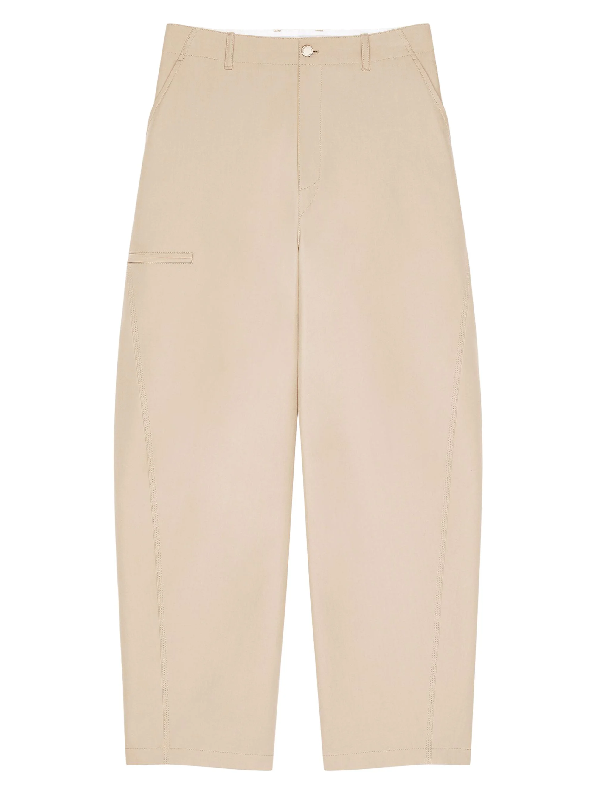 Men's Couture Seam Trousers in Cotton with Paris Patch - Beige - 1