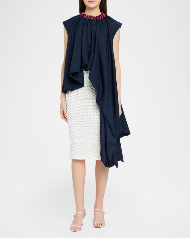 diotima Spice Crystal Striped Crochet Knit Midi Skirt outlook