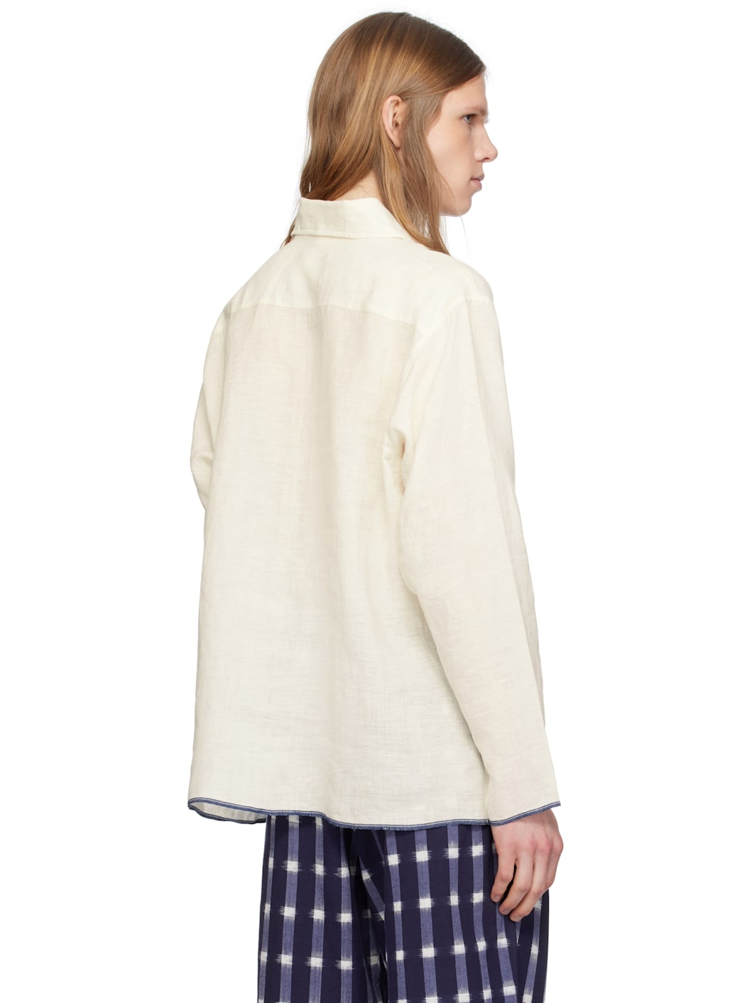 White Linen Popover Shirt - 3
