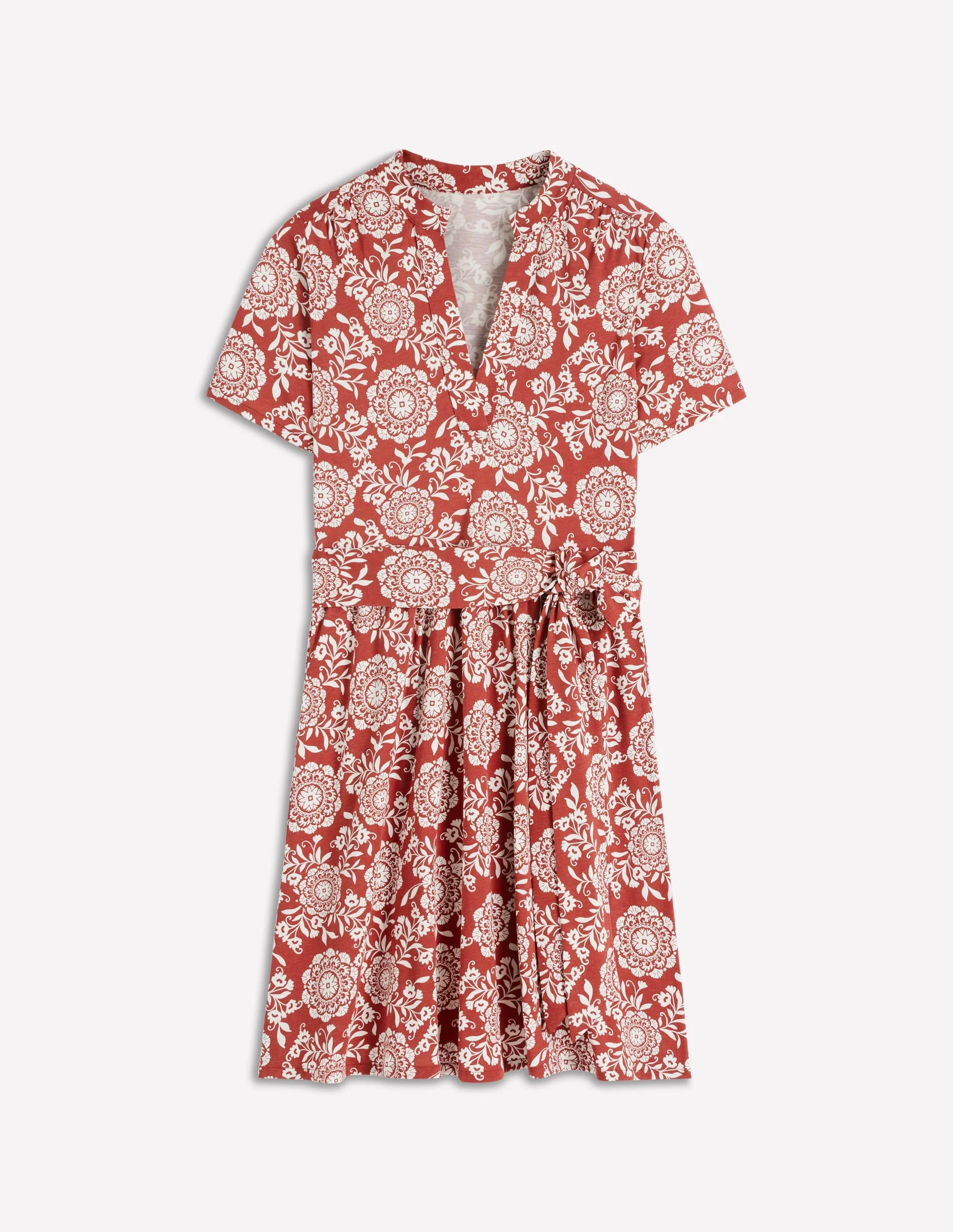 Daisy Flippy Jersey Dress-Brown, Decorative Blossom - 1