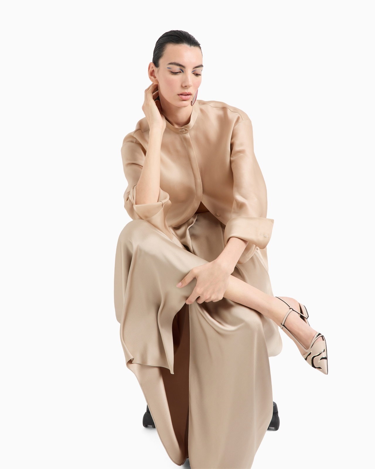 LONG-SLEEVED SHIRT IN TRIPLE SILK GEORGETTE - 6