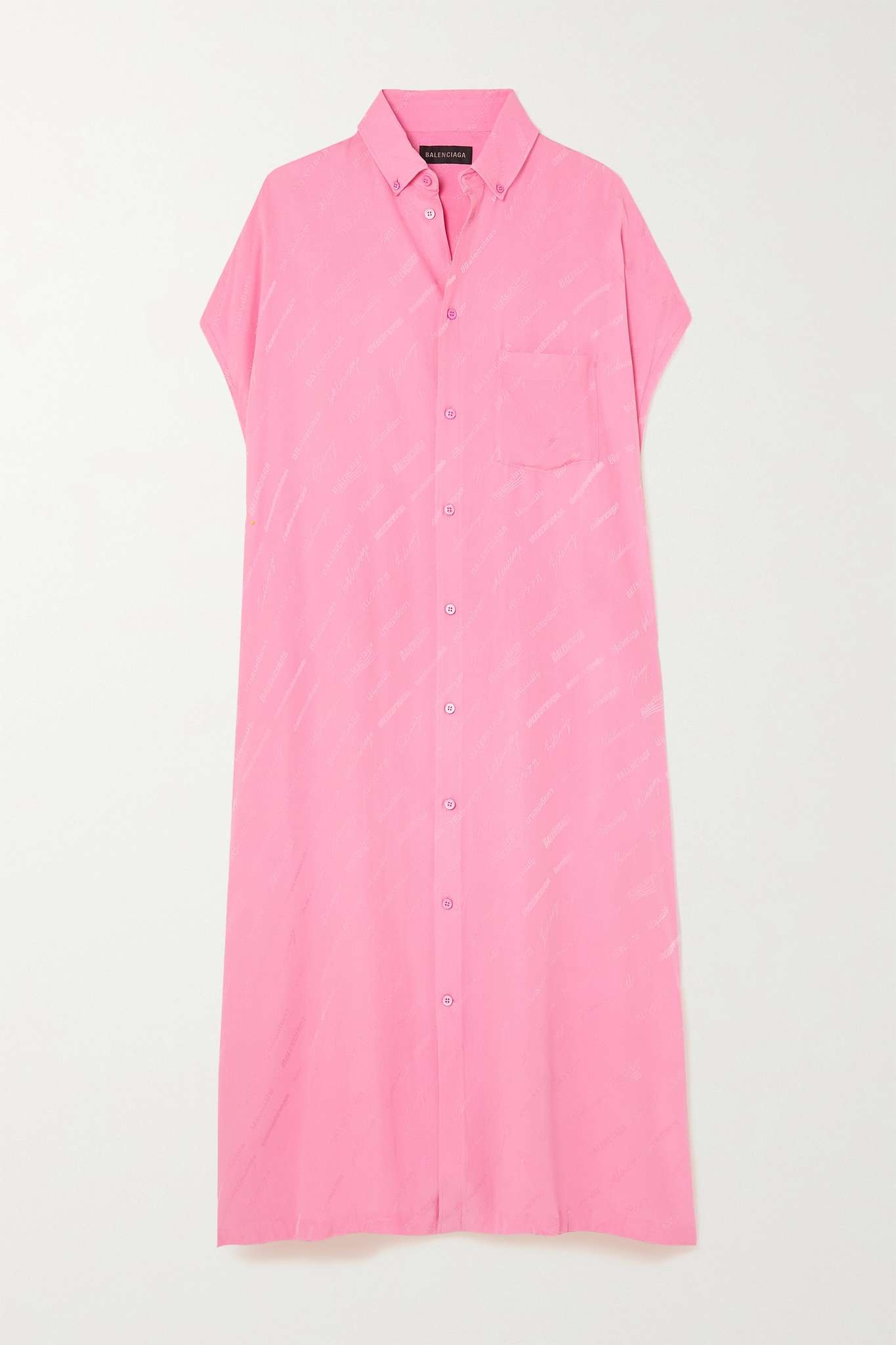 Silk crepe de chine-jacquard maxi shirt dress - 1