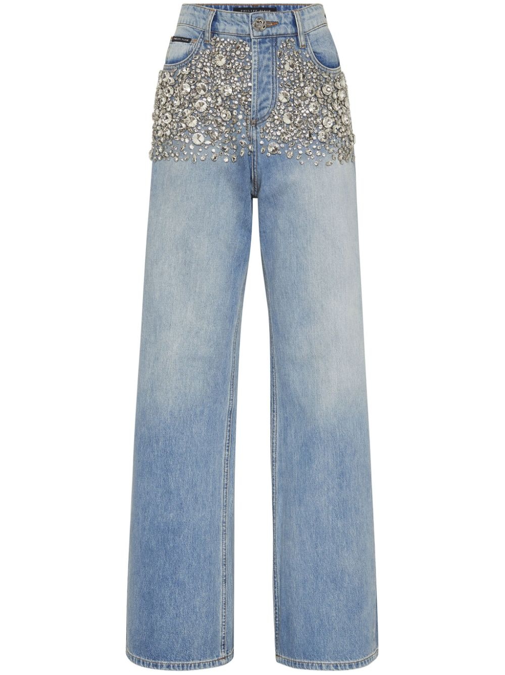 crystal-embellished jeans - 1