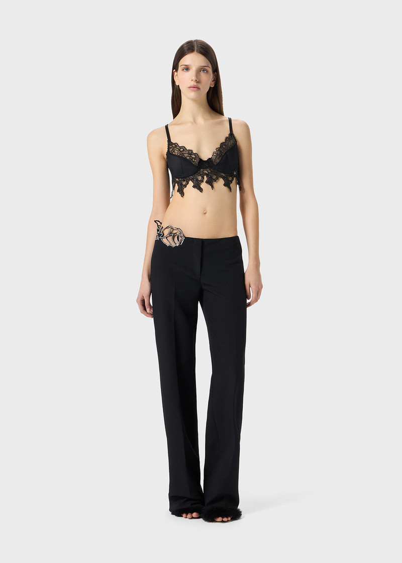 Blumarine CADY PANTS WITH CUTWORK EMBROIDERY AND RHINESTONES outlook