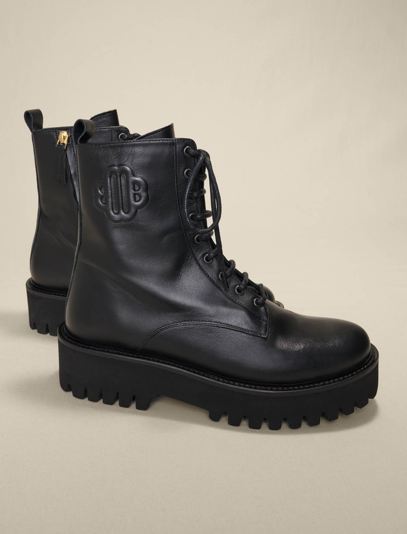 Black leather lace-up boots 4