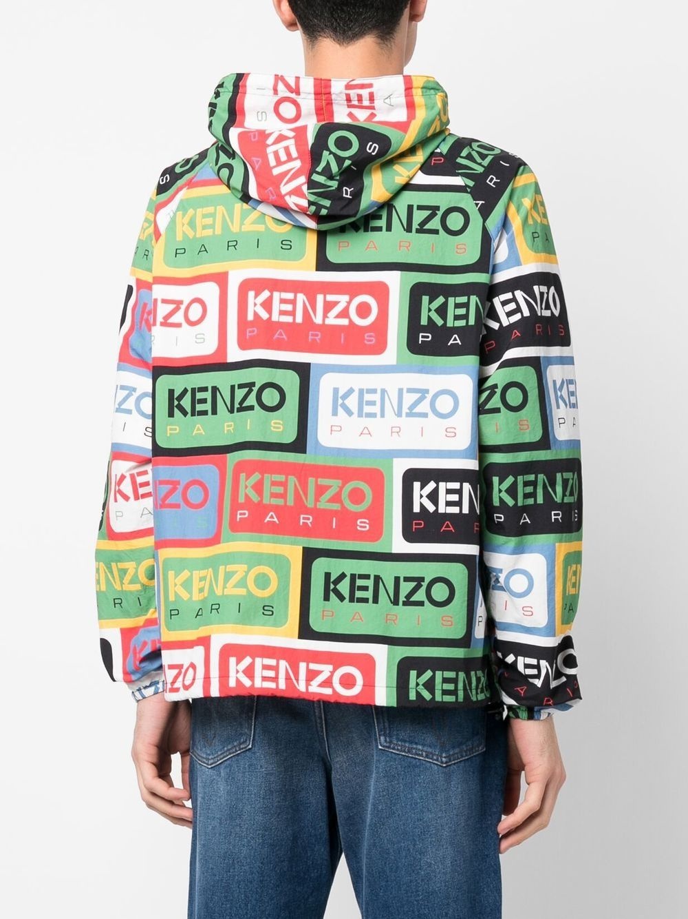 Green Kenzo Labels Half Zip Windbreaker - 4