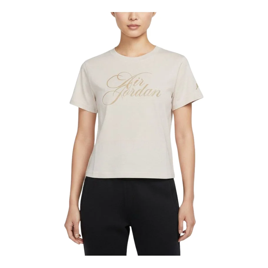 (WMNS) Air Jordan Flight Short-Sleeve T-Shirt Asia Sizing 'Light Brown Pale Red' IW1597-104 - 1