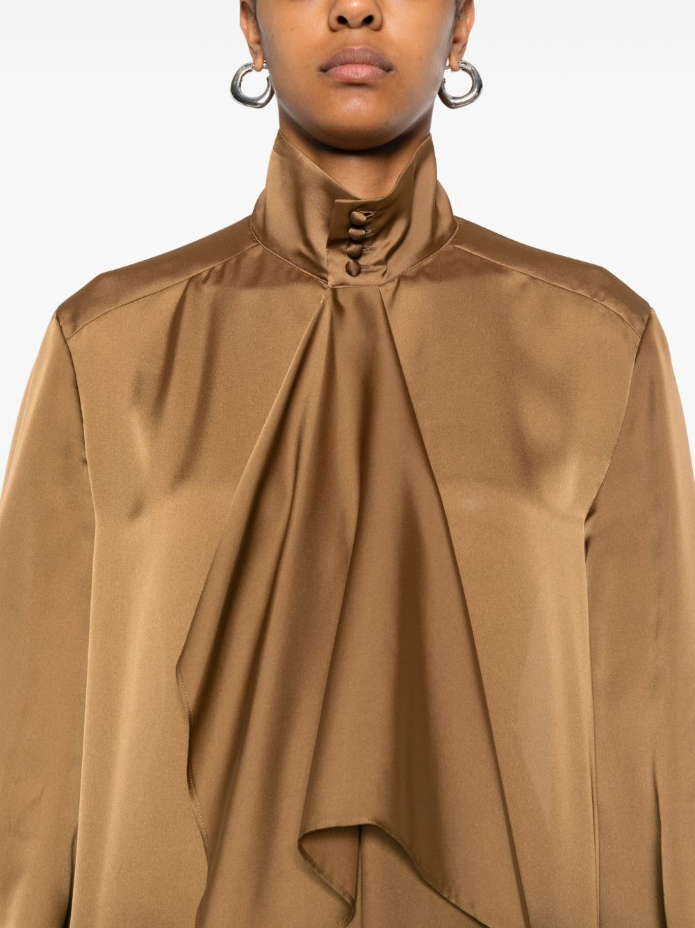 high-neck ruffled shirt - 5