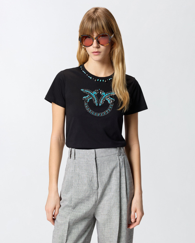 T-SHIRT WITH LOVE BIRDS JEWEL MAXI EMBROIDERY 3