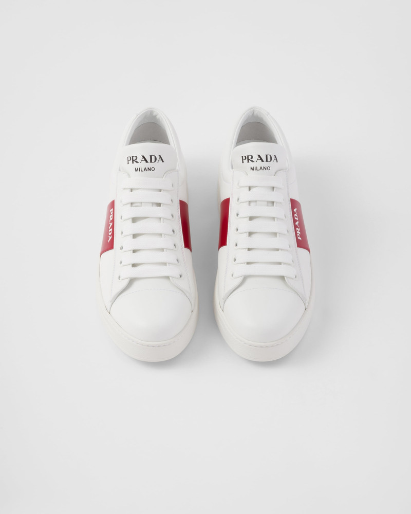 Leather laced sneakers with logo 3