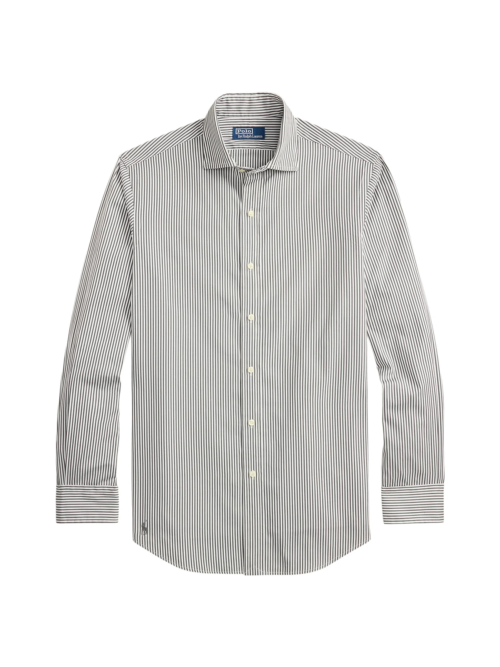 Men's Striped Cotton Poplin Shirt - Dark Metal - 1