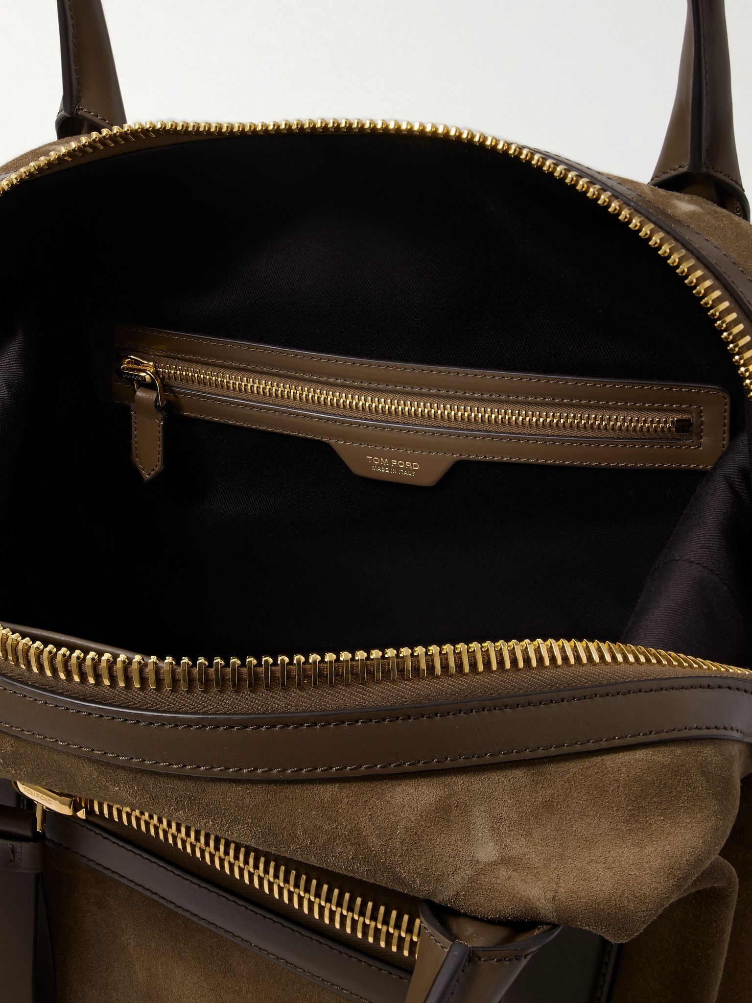 Leather-Trimmed Suede Tote Bag Brown - 5