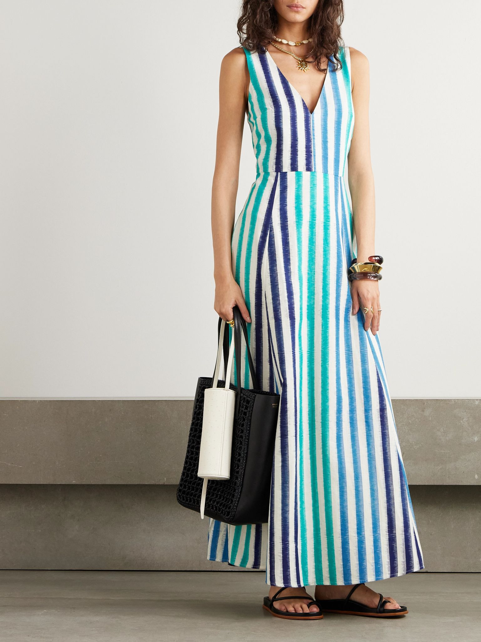 Nellie striped cotton maxi dress Blue - 2