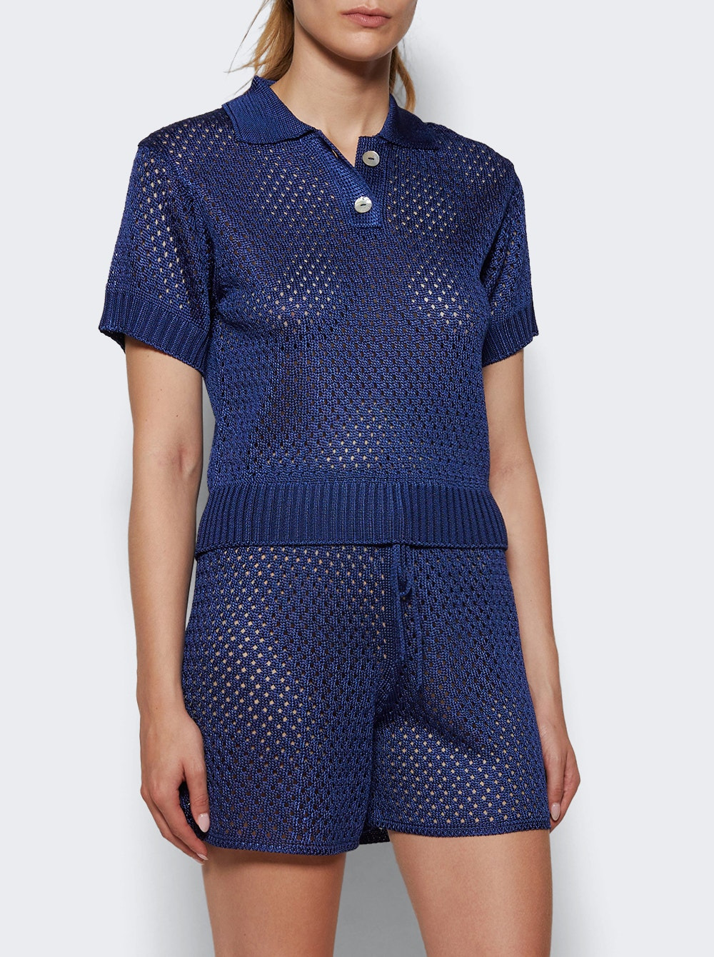 Sporty Perforated Polo Navy - 2