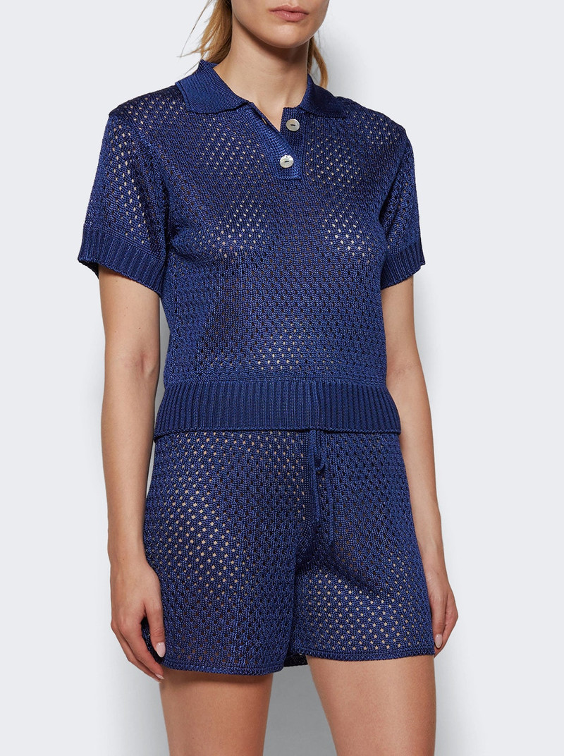 CALLE DEL MAR Sporty Perforated Polo Navy outlook