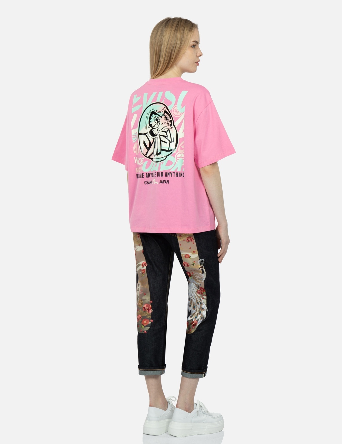 GRAFFITI DARUMA AND SEAGULL PRINT T-SHIRT - 3