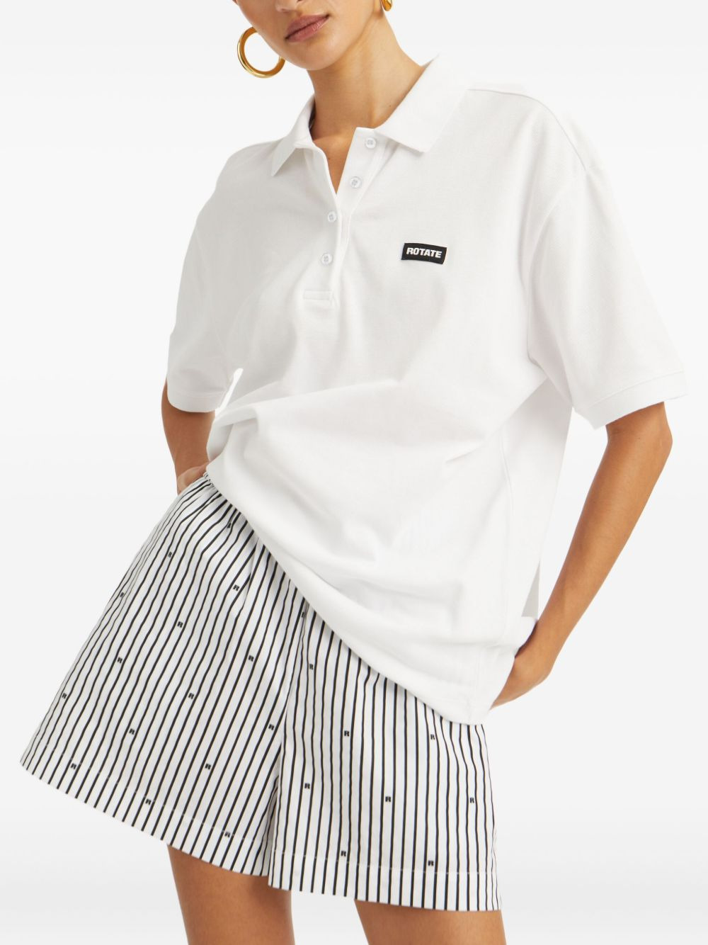 logo-plaque cotton polo top - 4