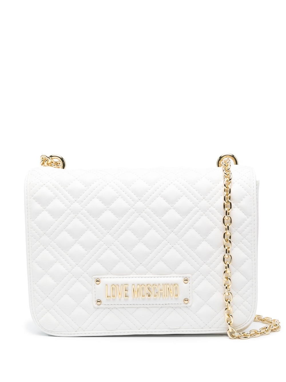 logo-plaque quilted shoulder bag - 1