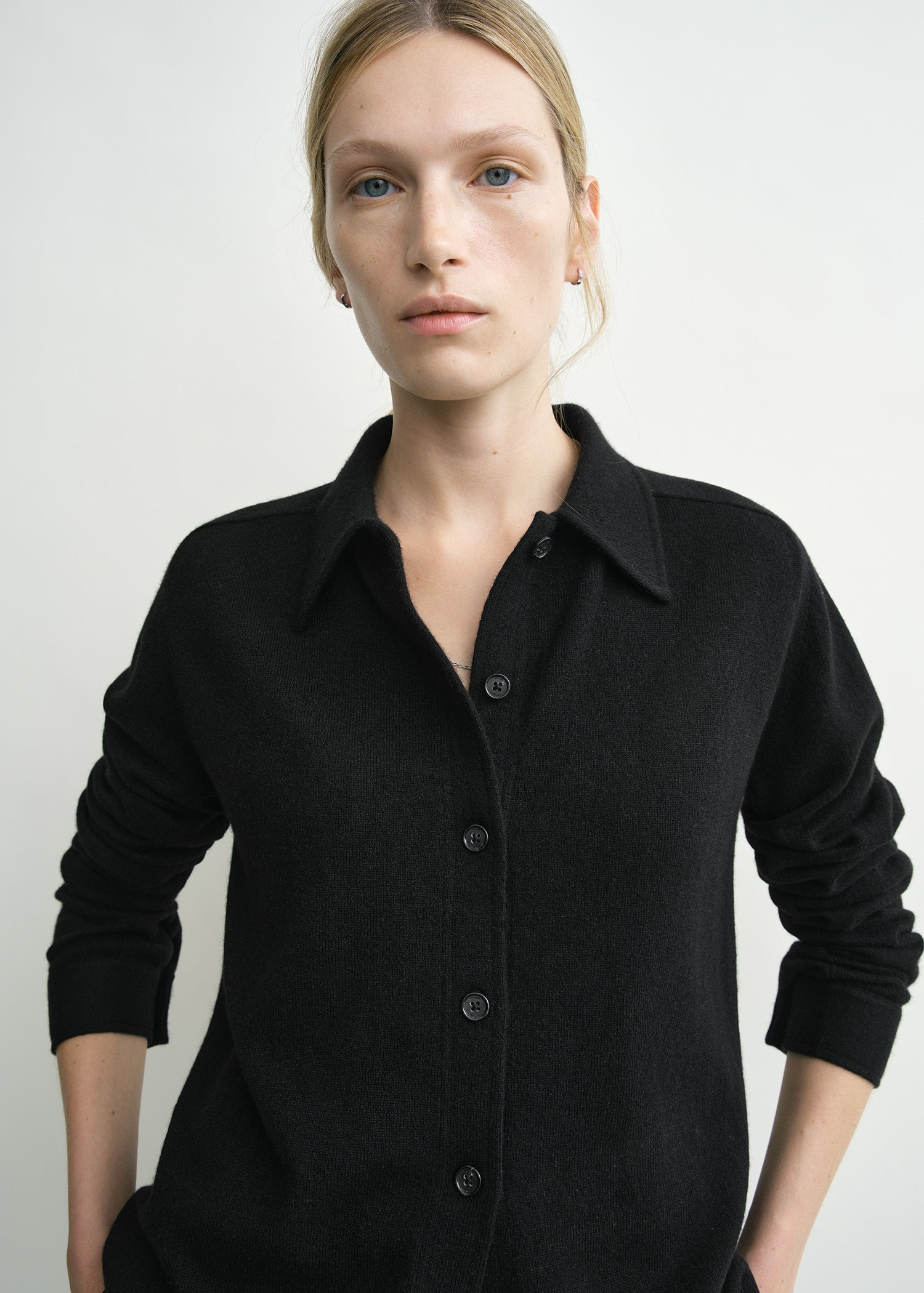 Raglan-sleeve cashmere cardigan black - 5