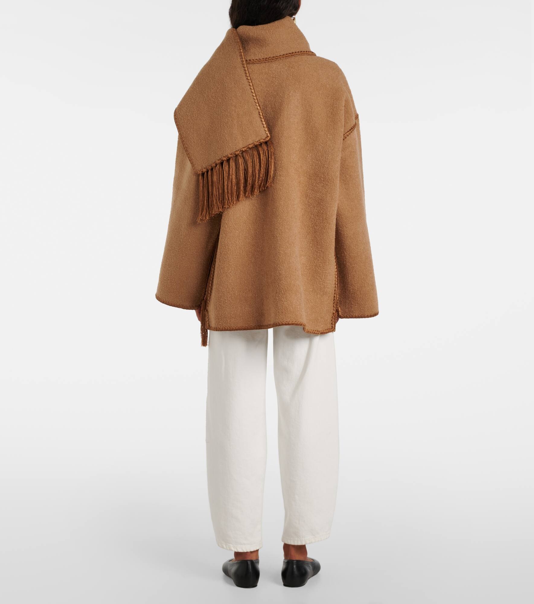 Embroidered wool-blend scarf jacket - 3