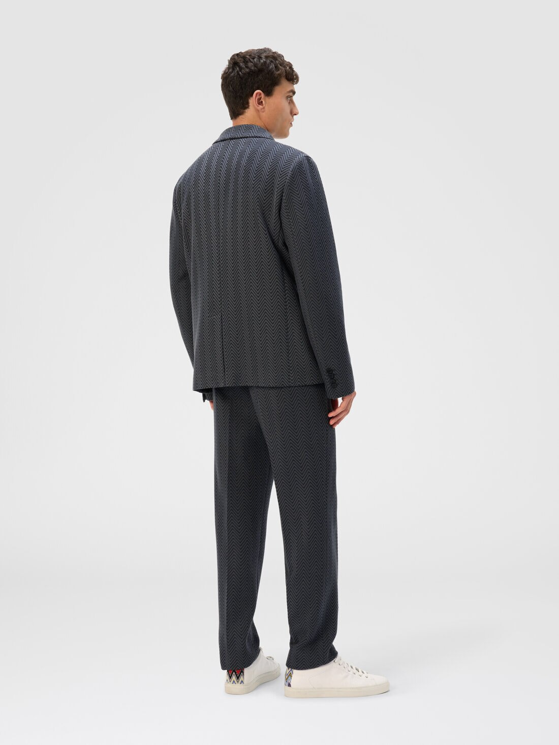 Single-Breasted Jacket with Zigzag Pattern - 3