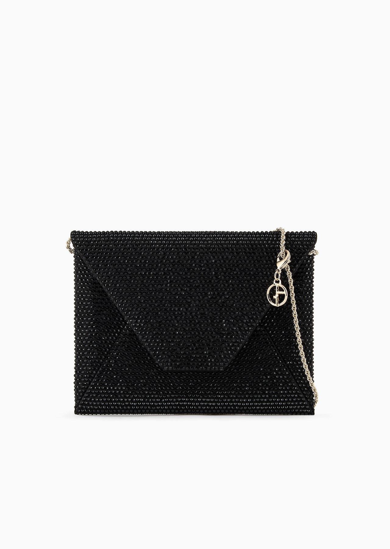 Small satin and rhinestone clutch bag - 1