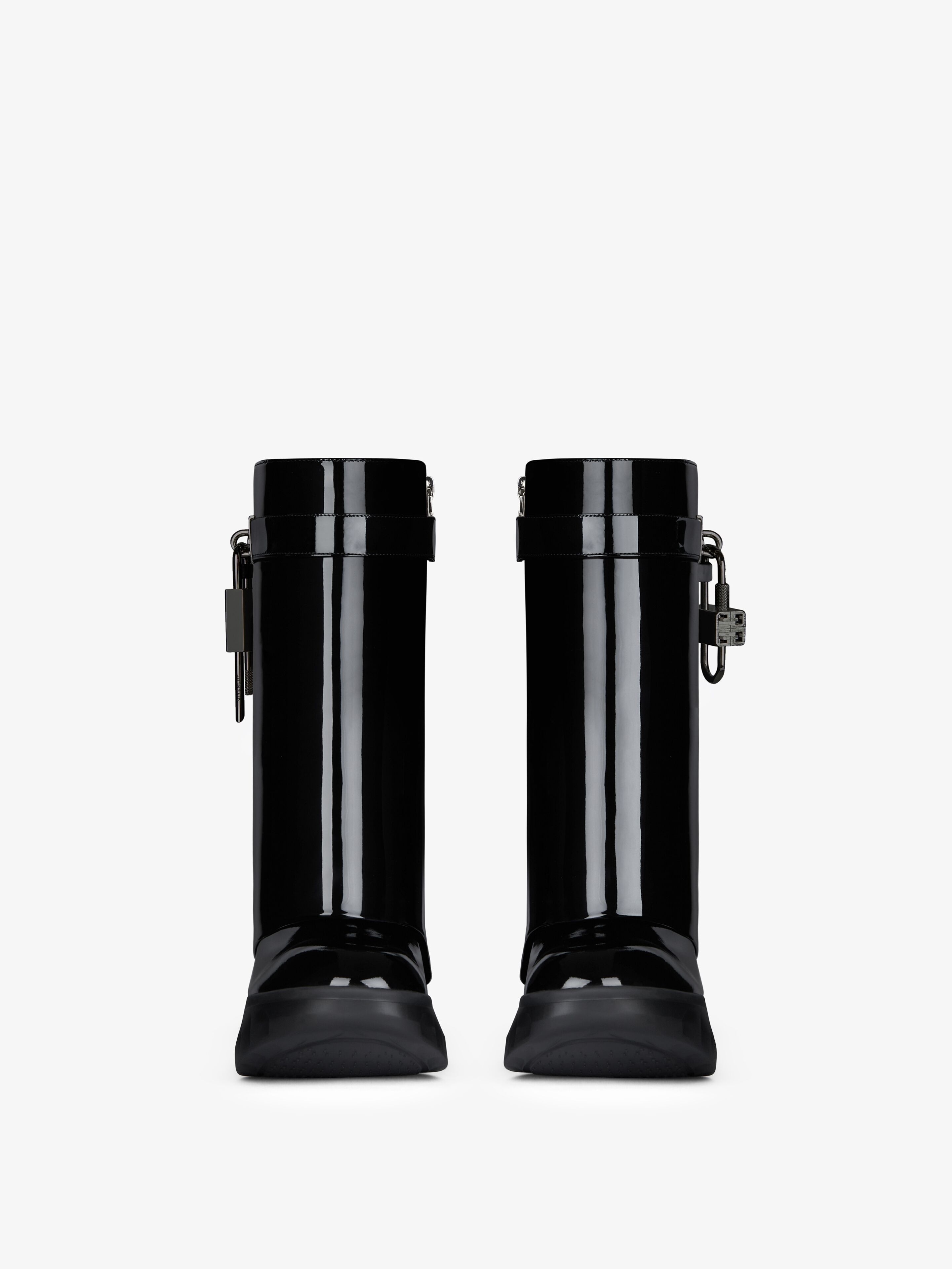 SHARK LOCK BIKER ANKLE BOOTS IN PATENT LEATHER - 3