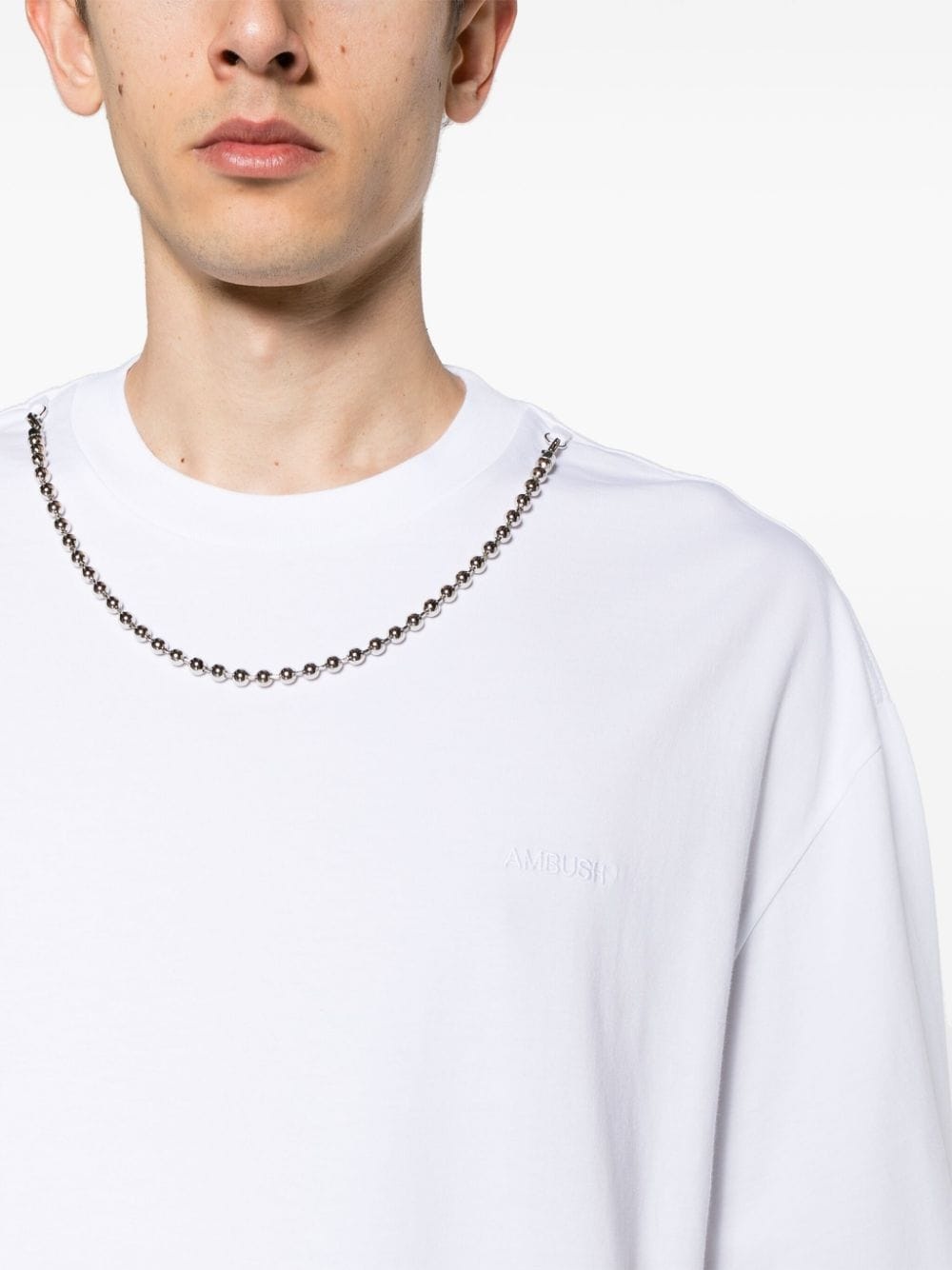 chain-detail logo-embroidered T-shirt - 5