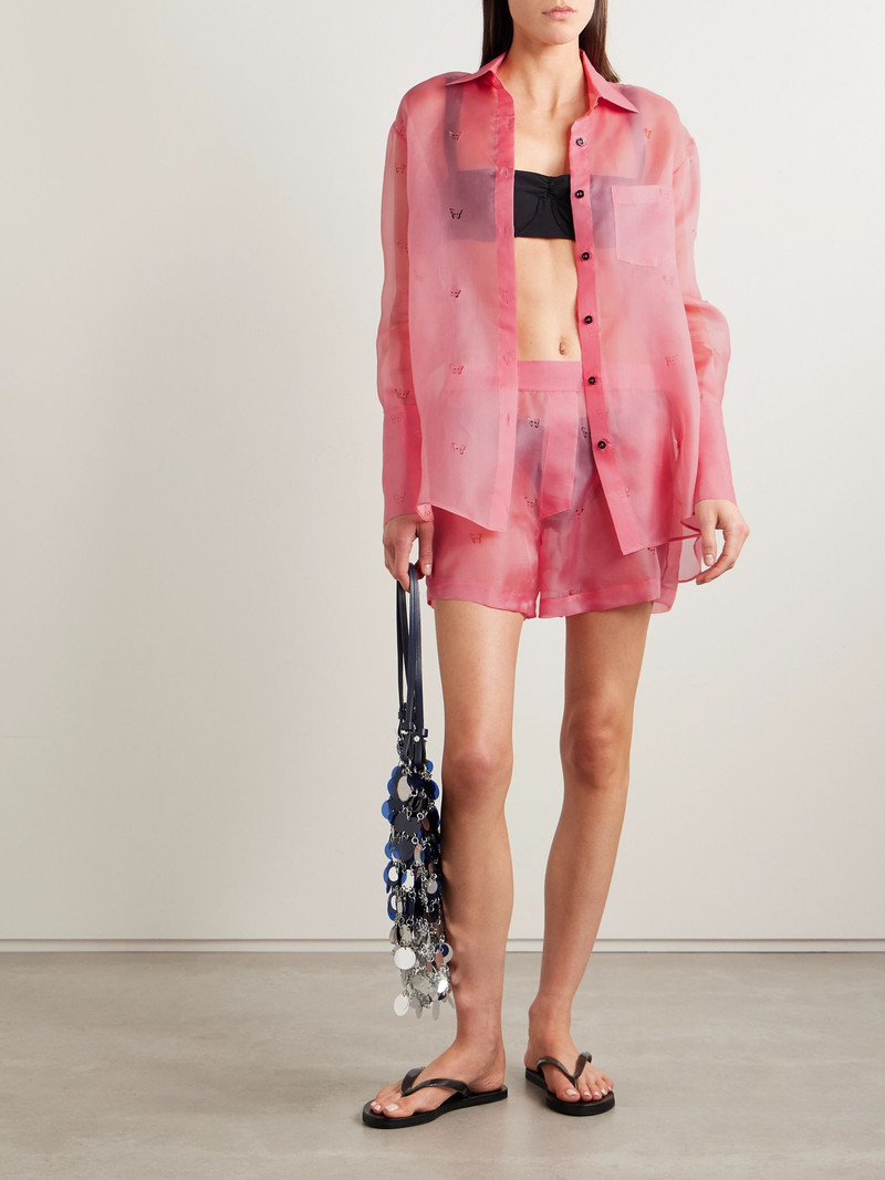 KIKI DE MONTPARNASSE Laser-cut silk-organza shorts Bubblegum outlook