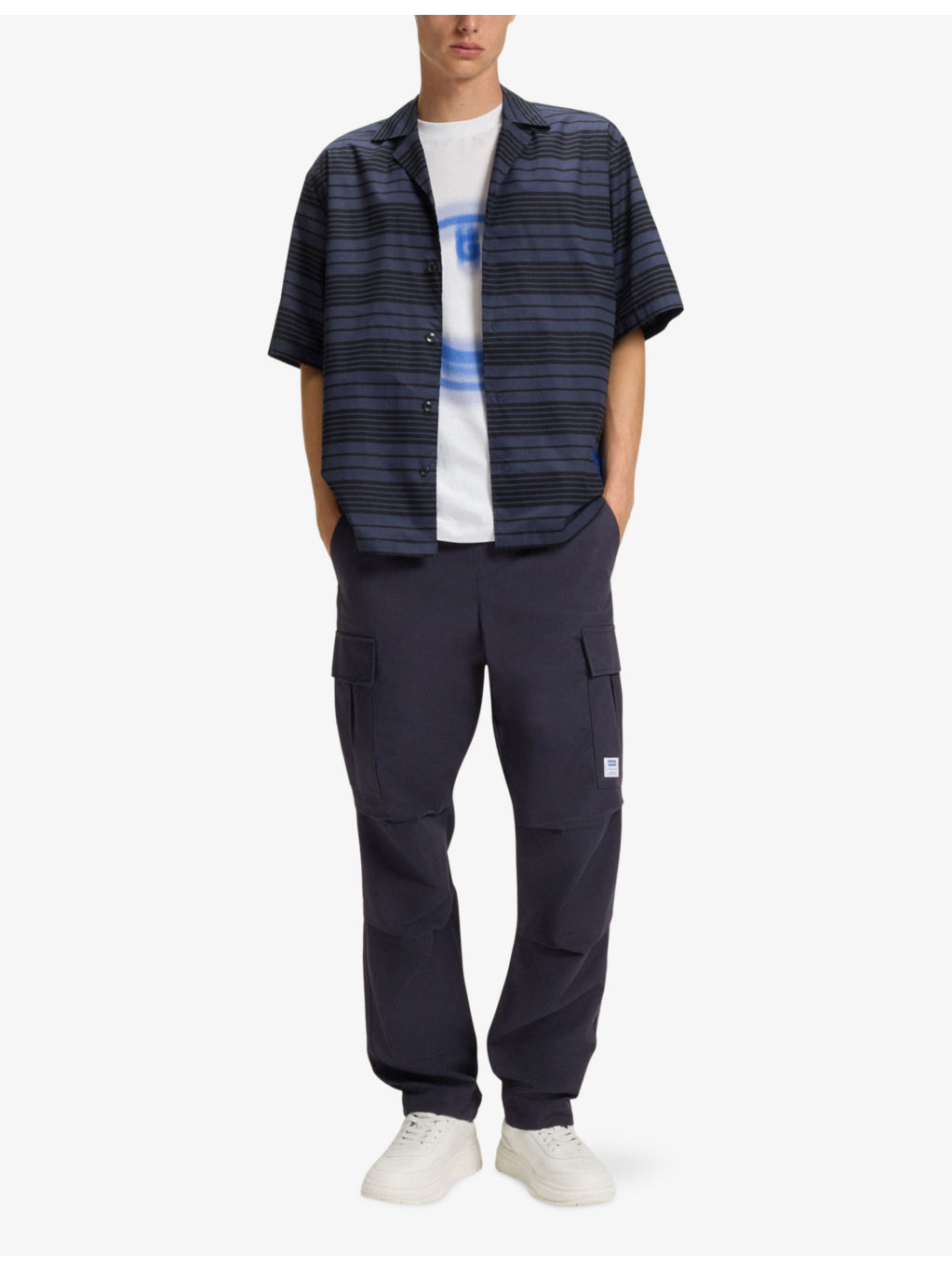 Logo-Patch Elasticated-Waist Cotton Cargo Trousers - 2